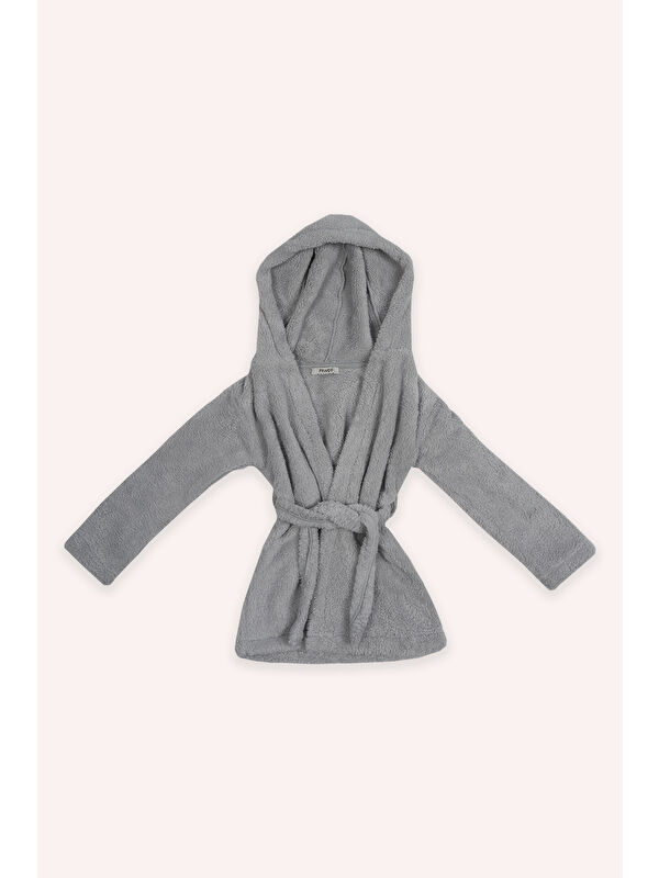 Panço Unisex Gri Pelüş Sabahlık