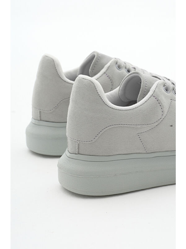 Unisex Buz Süet Rahat Kalıp Yüksek Taban Bağcıklı Spor Ayakkabı - Görsel 6