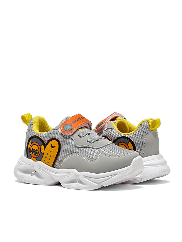 Çocuk Unisex Buz Sarı Işıklı Cırtlı Ayakkabı - Görsel 6