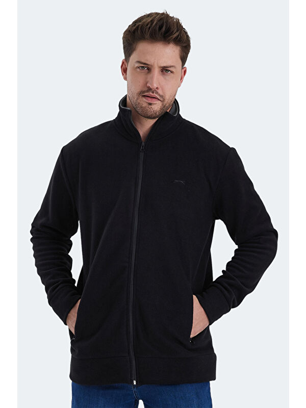 SLAZENGER Erkek Fermuarlı Sweatshirt Hırka Siyah