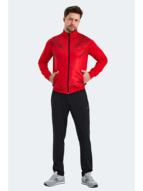 SLAZENGER RECOGNIZE Erkek Fermuarlı Dik Yaka Cepli Kırmızı Eşofman Takımı