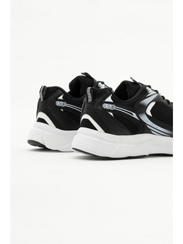 Unisex Siyah Rahat Kalıp Faylon Taban Bağcıklı Spor Ayakkabı - Görsel 6