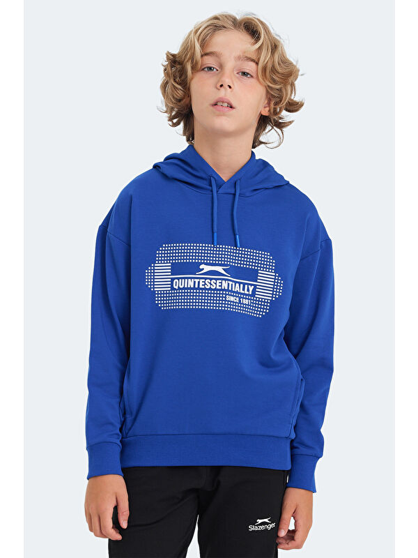 SLAZENGER LAYO Unisex Çocuk Kapüşonlu Saks Mavi Sweatshirt