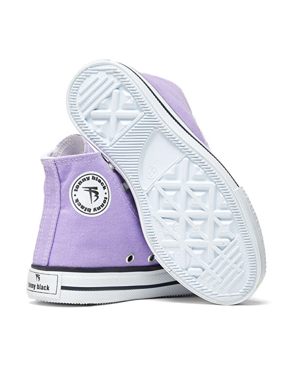 Çocuk Unisex Lila Rahat Kalıp Bağcıklı Uzun Spor Ayakkabı - Görsel 3