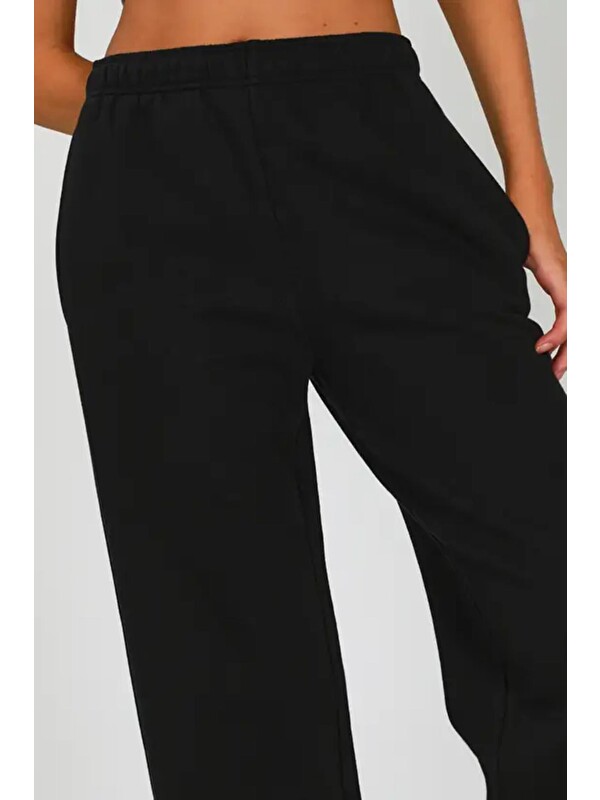 Madmext Siyah Wide Leg Basic Eşofman Altı Mg1916