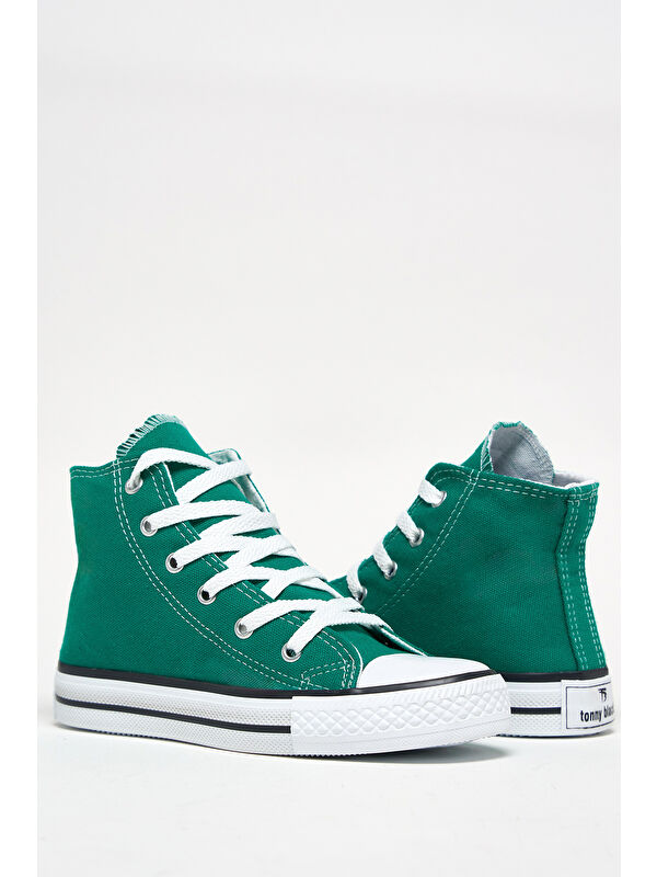 Çocuk Unisex Yeşil Rahat Kalıp Bağcıklı Uzun Spor Ayakkabı - Görsel 4