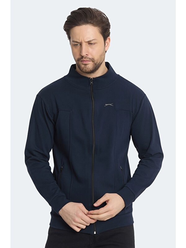 SLAZENGER KAGISONA Erkek Fermuarlı Sweatshirt Hırka Lacivert