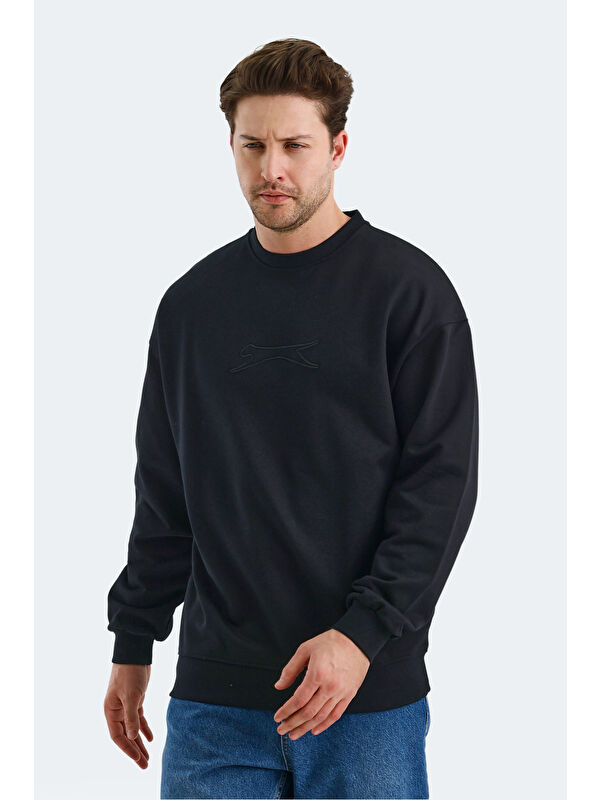 SLAZENGER VADIK Oversize Erkek Siyah Sweatshirt