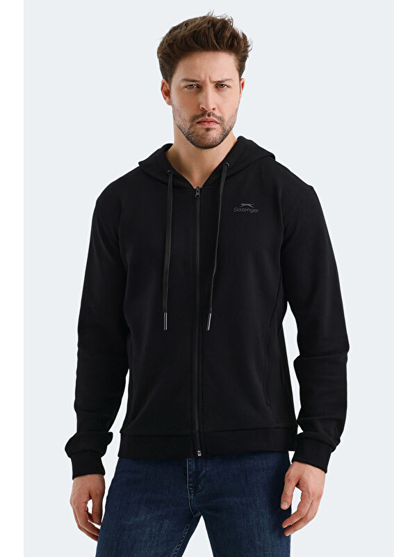 SLAZENGER VENDA Erkek Fermuarlı Sweatshirt Hırka Siyah