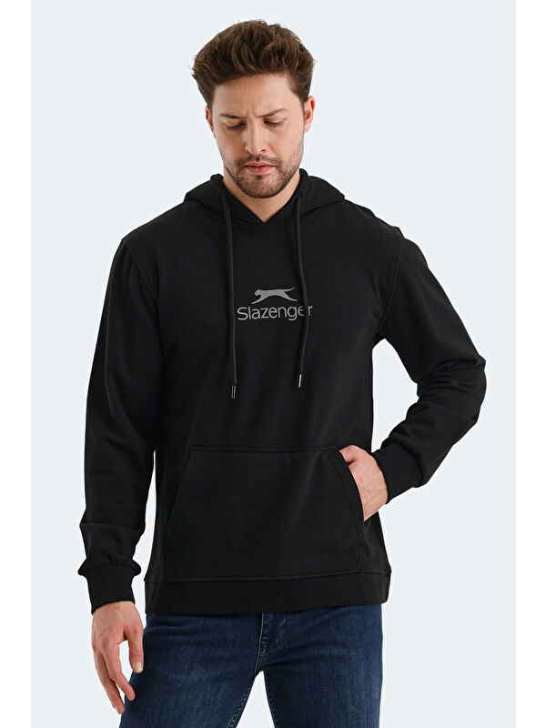 SLAZENGER ONCA  Erkek Kapüşonlu Sweatshirt Hoodie Siyah