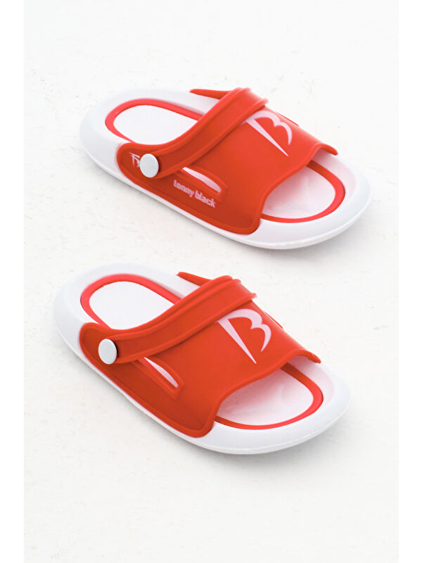 Çocuk Unisex Kırmızı Poli Taban Logolu Terlik - Görsel 5