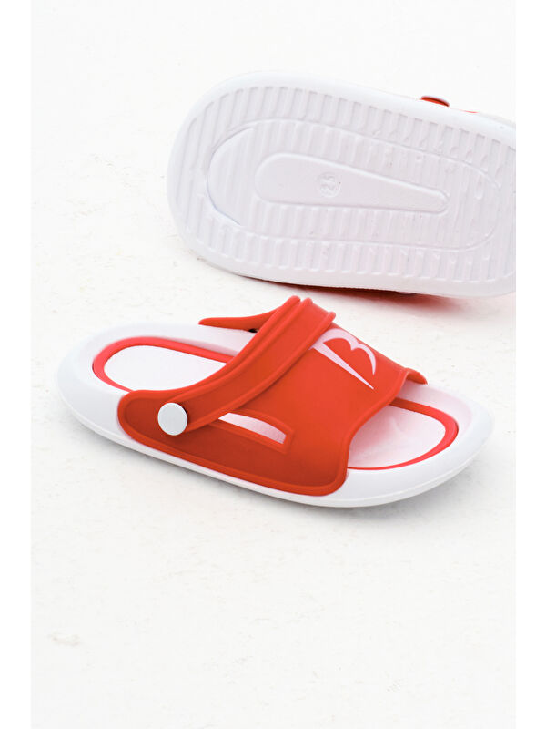 Çocuk Unisex Kırmızı Poli Taban Logolu Terlik - Görsel 6