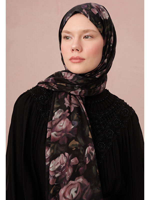 Fresh Scarfs Wıld Rose Desen Vual Şal Lavanta