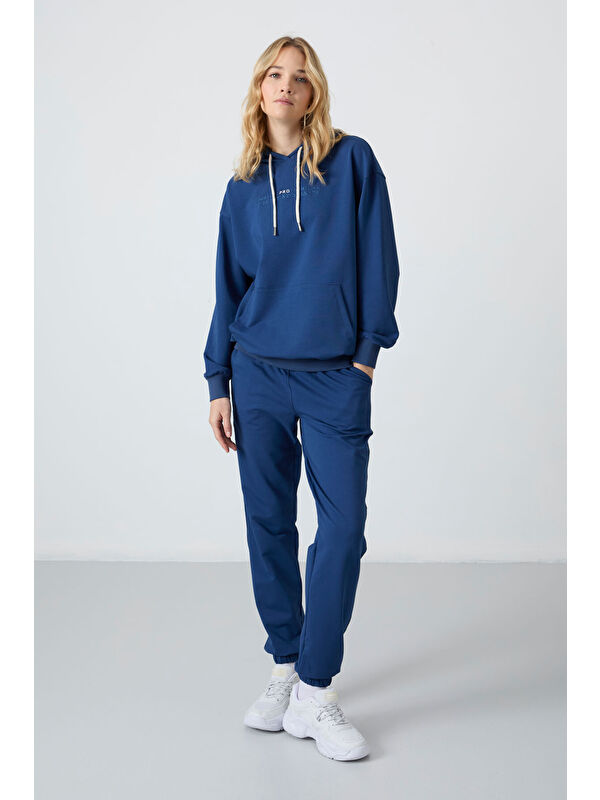 Tommylife Parlament Kapüşonlu Kanguru Cep Oversize Lastik Paça Kadın Eşofman Takımı   95288