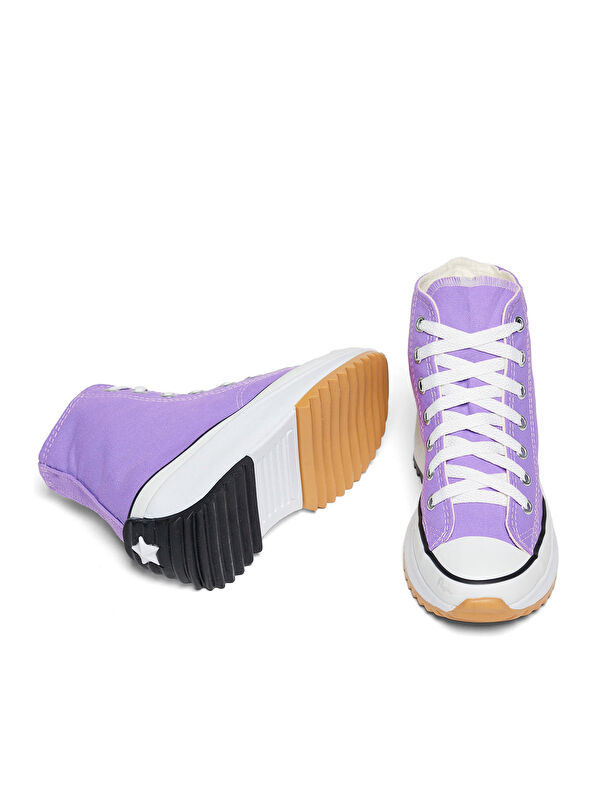 Unisex Lila Rahat Kalıp Bağcıklı Uzun Spor Ayakkabı - Görsel 5