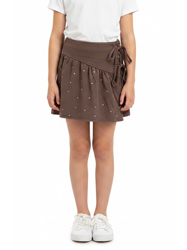 Toontoykids Kız Çocuk  Beli Lastikli Taş Dizaynlı Şort Etek  25031