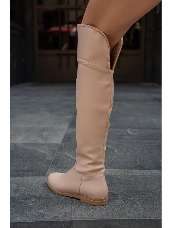 Vizon Kadın Taş Detaylı Uzun Deri Kadın Çizme - Görsel 6