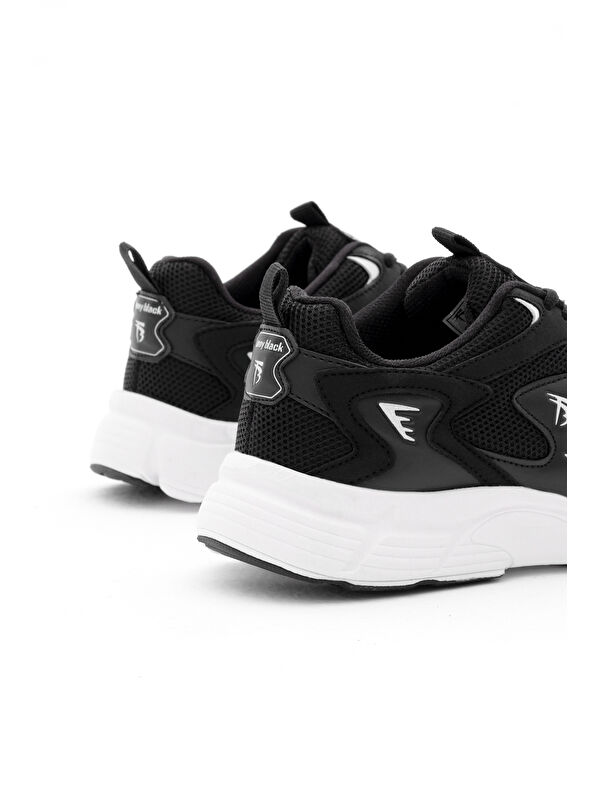 Unisex Siyah Beyaz Rahat Kalıp Yüksek Faylon Taban Bağcıklı Spor Ayakkabı - Görsel 6