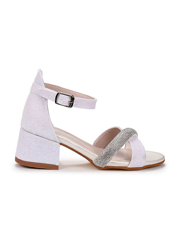 Tanda Kum Simli Kız Çocuk 4 Cm Topuklu Sandalet Abiye Ayakkabı - Görsel 4