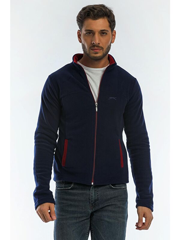 SLAZENGER SAFRANO I Erkek Fermuarlı Sweatshirt Hırka Lacivert