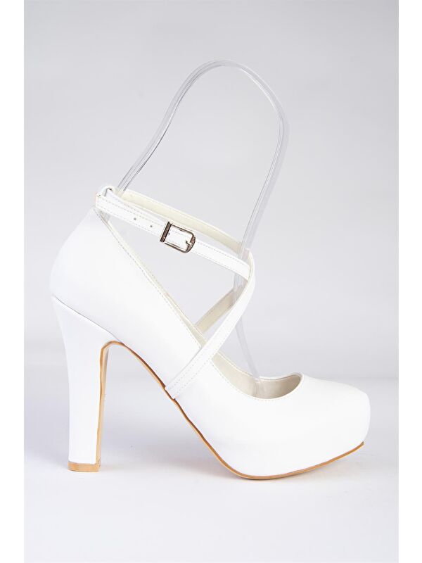 Beyaz Platform Topuklu Kadın Abiye Ayakkabı M348007609 - Görsel 6