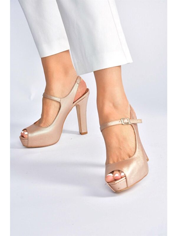 Bronz Platform Topuklu Kadın Abiye Ayakkabı M348007009 - Görsel 3