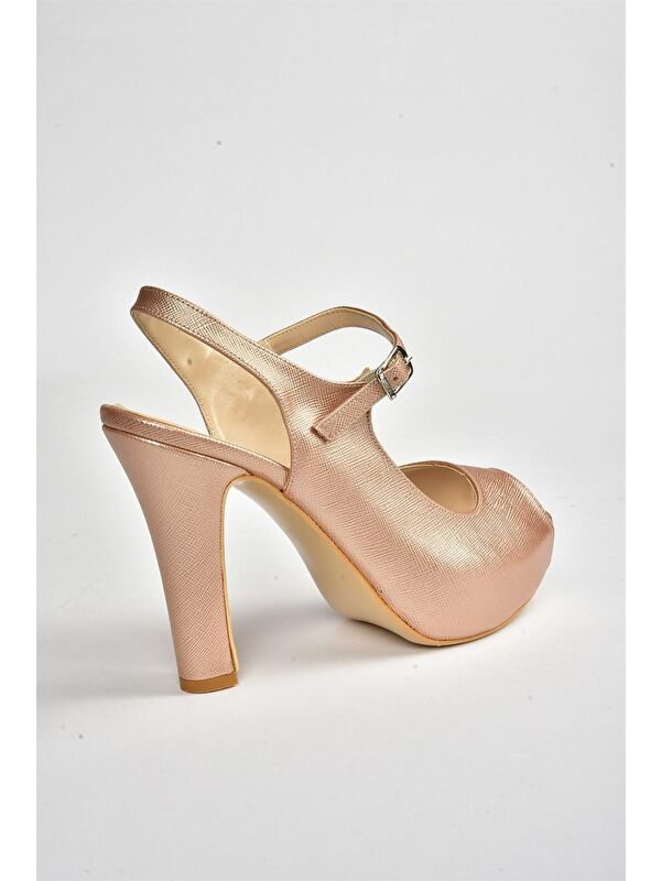 Bronz Platform Topuklu Kadın Abiye Ayakkabı M348007009 - Görsel 5