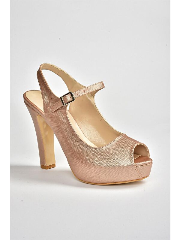 Bronz Platform Topuklu Kadın Abiye Ayakkabı M348007009 - Görsel 6