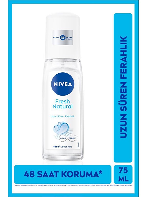 NIVEA Kadın Pump Sprey Deodorant Fresh Natural 48 Saat Deodorant Koruması 75 ml, 48 Saat Koruma