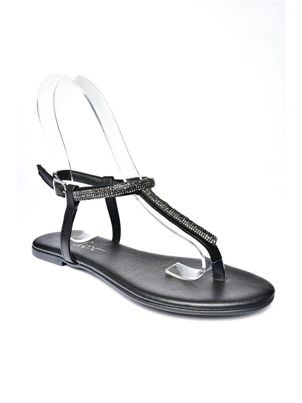 Siyah Taş Detaylı Parmak Arası Sandalet M272025009 - Görsel 6