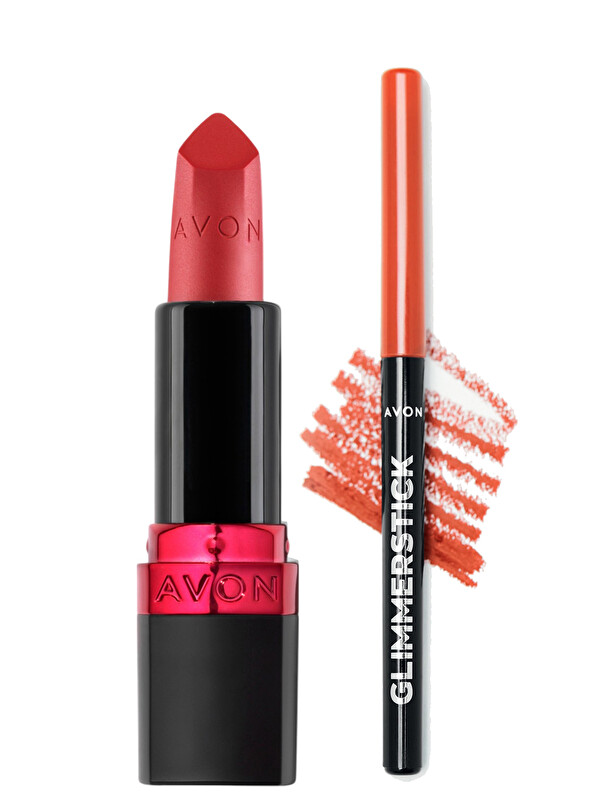 AVON Ultra Mat Ruj Coral Fever ve Glimmerstick Dudak Kalemi Coral Paketi