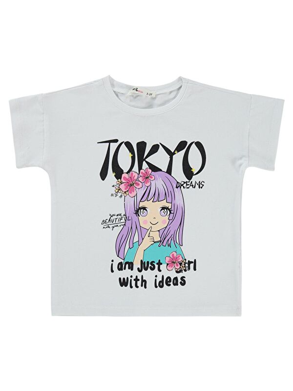 Civil Girls Tokyo Baskılı 2-5 Yaş Tişört - Beyaz 5-6 Yaş