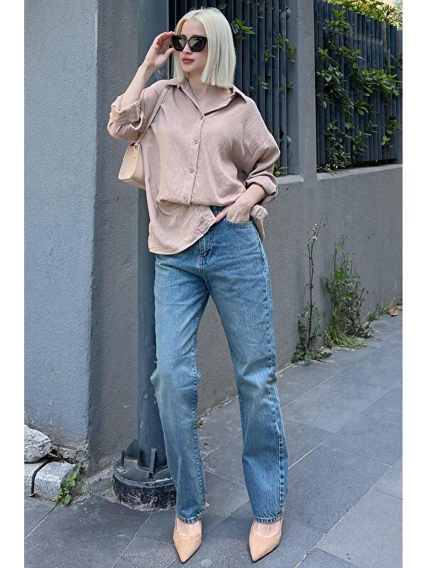 Madmext Mavi Straight Fit Kadın Jean Mg2034