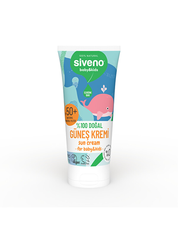 Siveno %100 Doğal Bebek Güneş Kremi Leke Karşıtı Antioksidan Nemlendirici Vegan UVA UVB SPF 50+ 50 ml