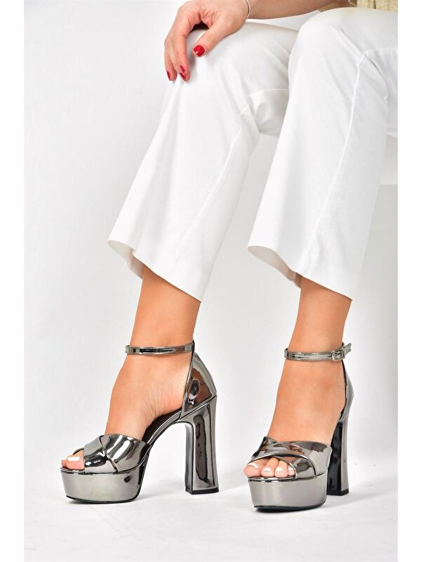 M3482025 Antrasit Kadın Topuklu Ayakkabı - Görsel 3