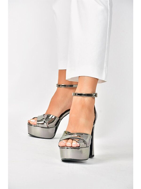 M3482025 Antrasit Kadın Topuklu Ayakkabı - Görsel 4