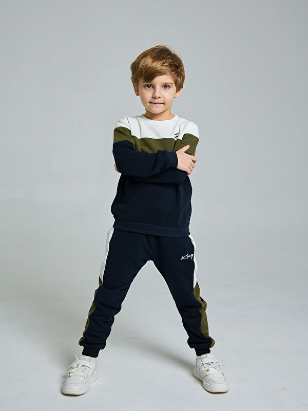 Luggi Baby Bisiklet Yaka Erkek Bebek Baskılı Sweatshirt ve Eşofman Alt 2'li Takım