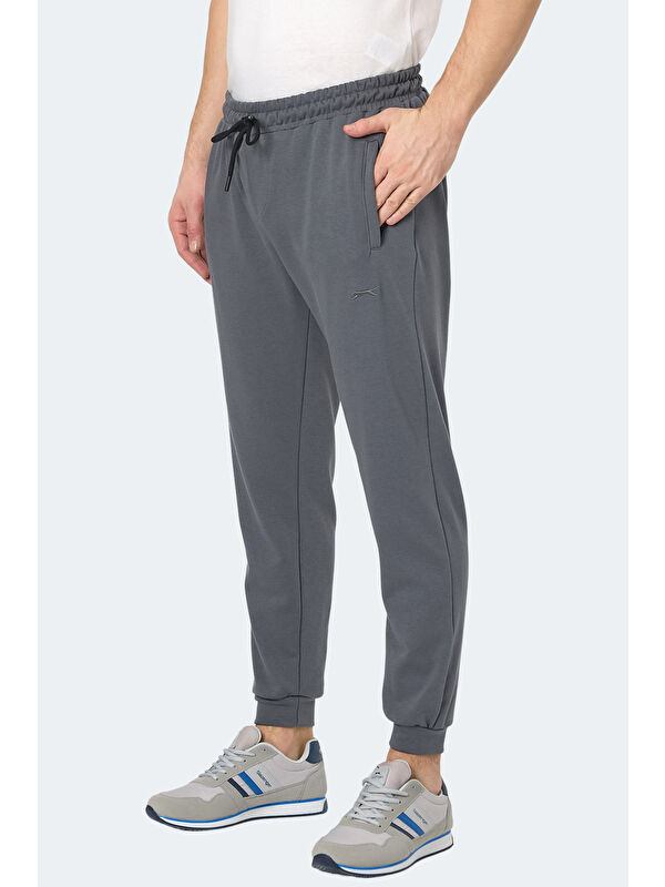 SLAZENGER KISHA IN Erkek Cepli Dar Paça Koyu Gri Jogger Eşofman Altı