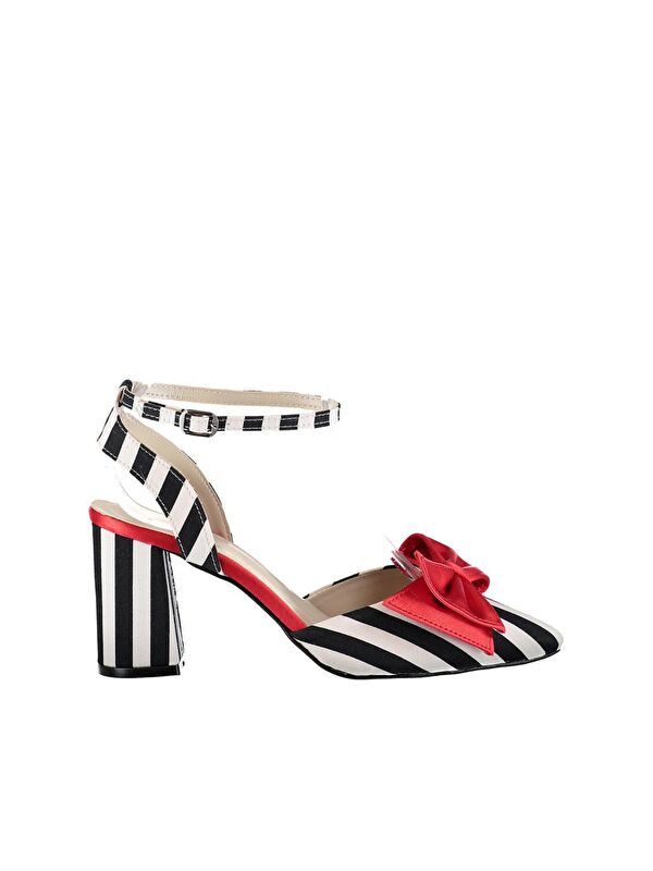 Siyah/Beyaz/Kırmızı Kadın Topuklu Ayakkabı D654070704 - Görsel 3