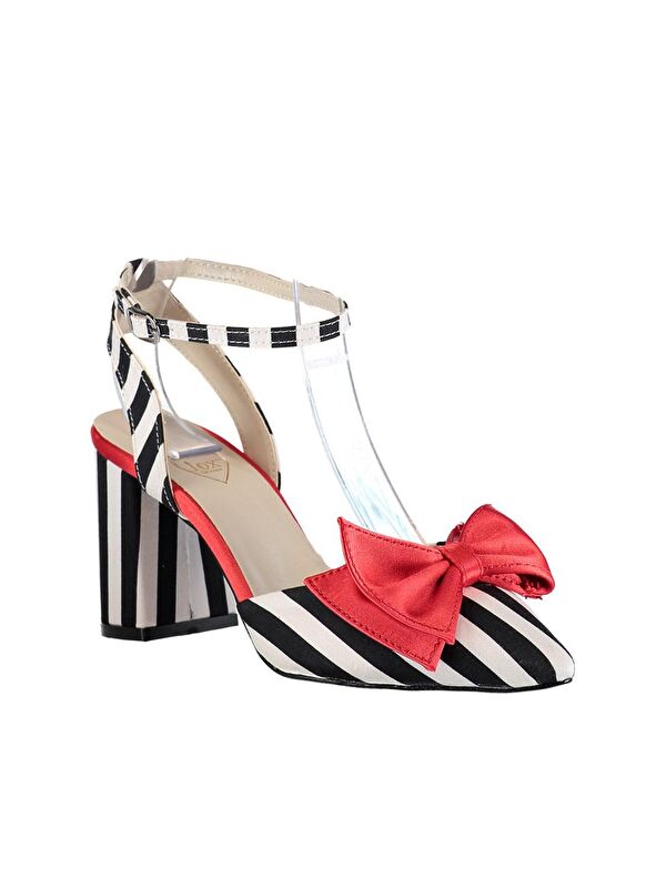 Siyah/Beyaz/Kırmızı Kadın Topuklu Ayakkabı D654070704 - Görsel 5