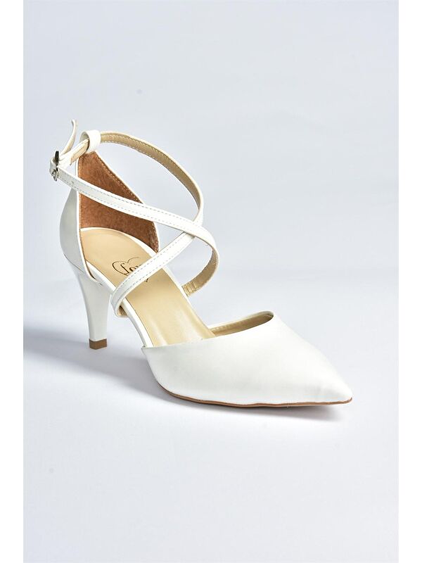 Beyaz Kadın Topuklu Ayakkabı D654054809 - Görsel 4