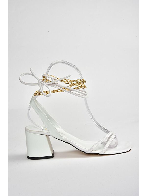 M3695412 Beyaz Kadın Topuklu Ayakkabı - Görsel 8