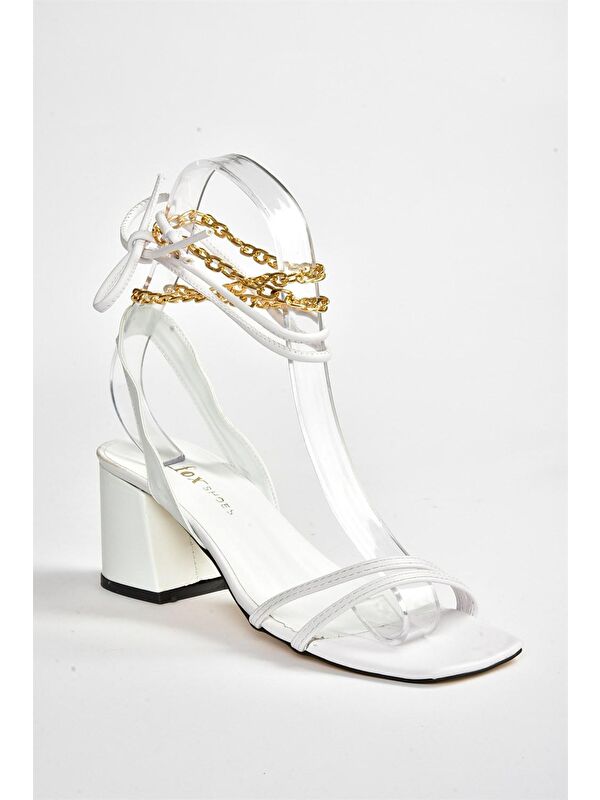 M3695412 Beyaz Kadın Topuklu Ayakkabı - Görsel 10