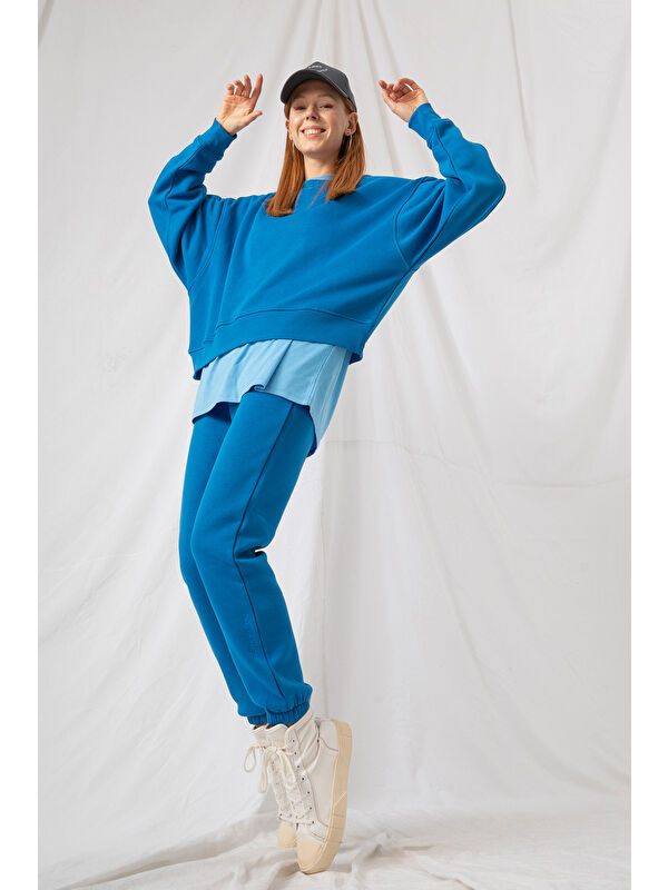 gothamVibes Kadın Jogger Mavi Eşofman Altı
