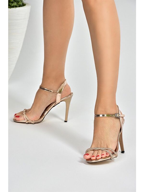 M2511442 Bronz Kadın Topuklu Ayakkabı - Görsel 4