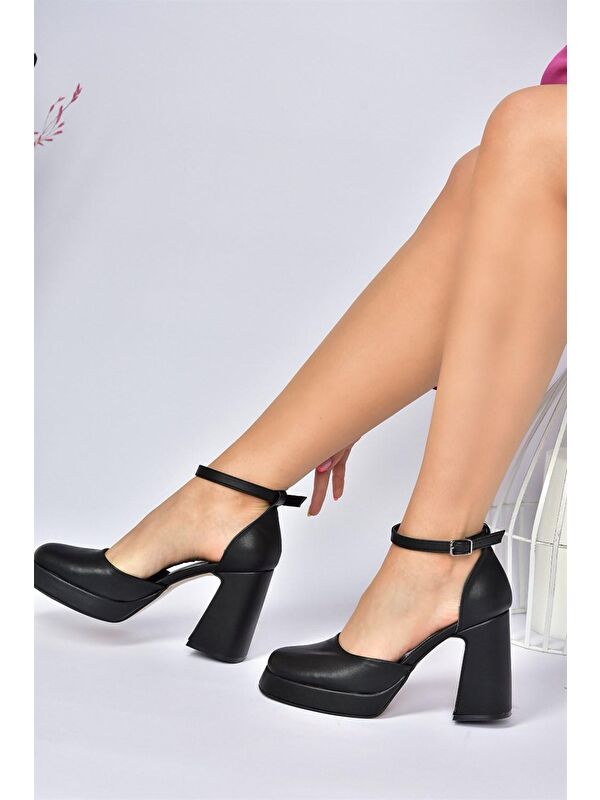 Siyah Kalın Platform Topuklu Kadın Ayakkabı M404100809 - Görsel 4