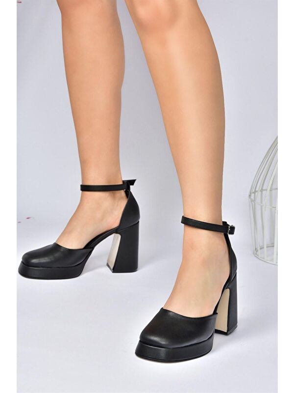 Siyah Kalın Platform Topuklu Kadın Ayakkabı M404100809 - Görsel 5