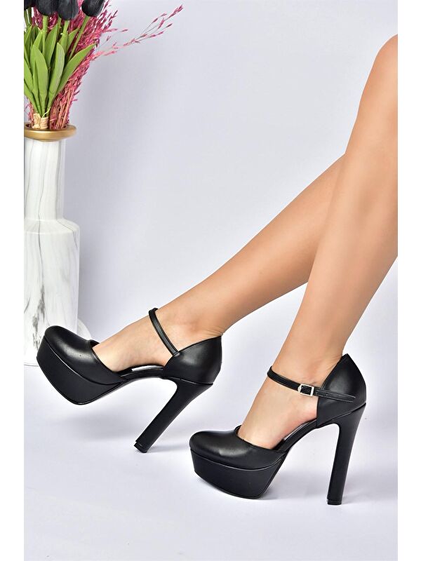 Siyah Platform Kalın Yüksek Topuklu Kadın Ayakkabı M246002109 - Görsel 3
