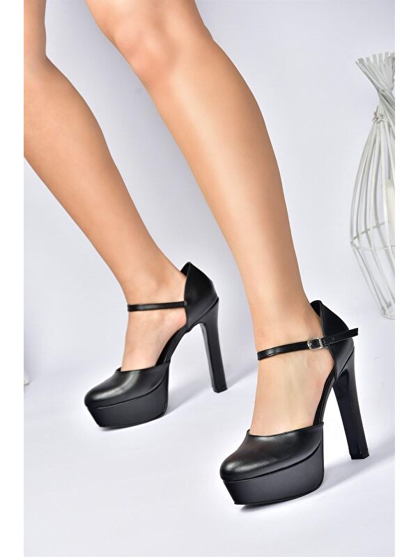 Siyah Platform Kalın Yüksek Topuklu Kadın Ayakkabı M246002109 - Görsel 4