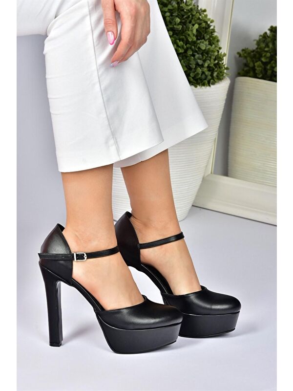 Siyah Platform Kalın Yüksek Topuklu Kadın Ayakkabı M246002109 - Görsel 5
